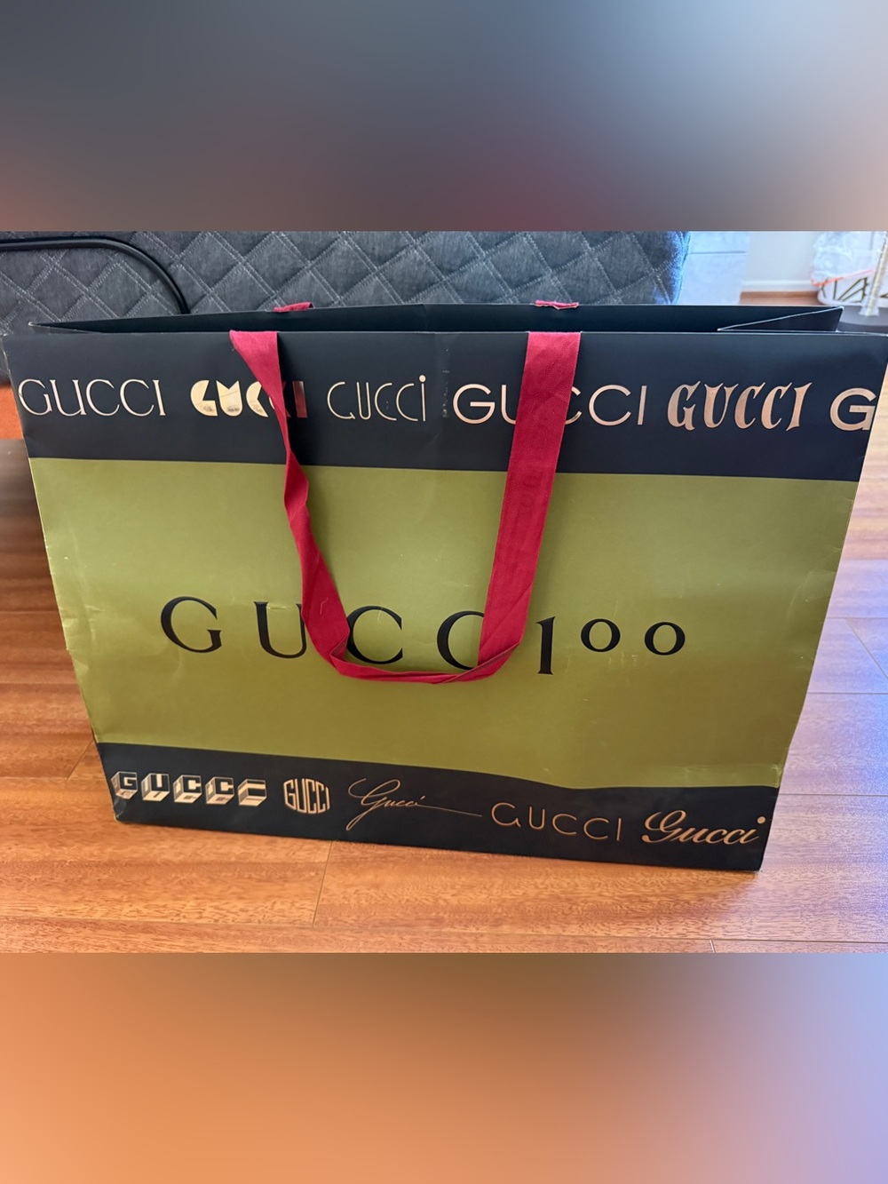 Authentic GUCCI Shopping Gift Bag Empty Retail Bag Large Green Logo 23”X17”X8”